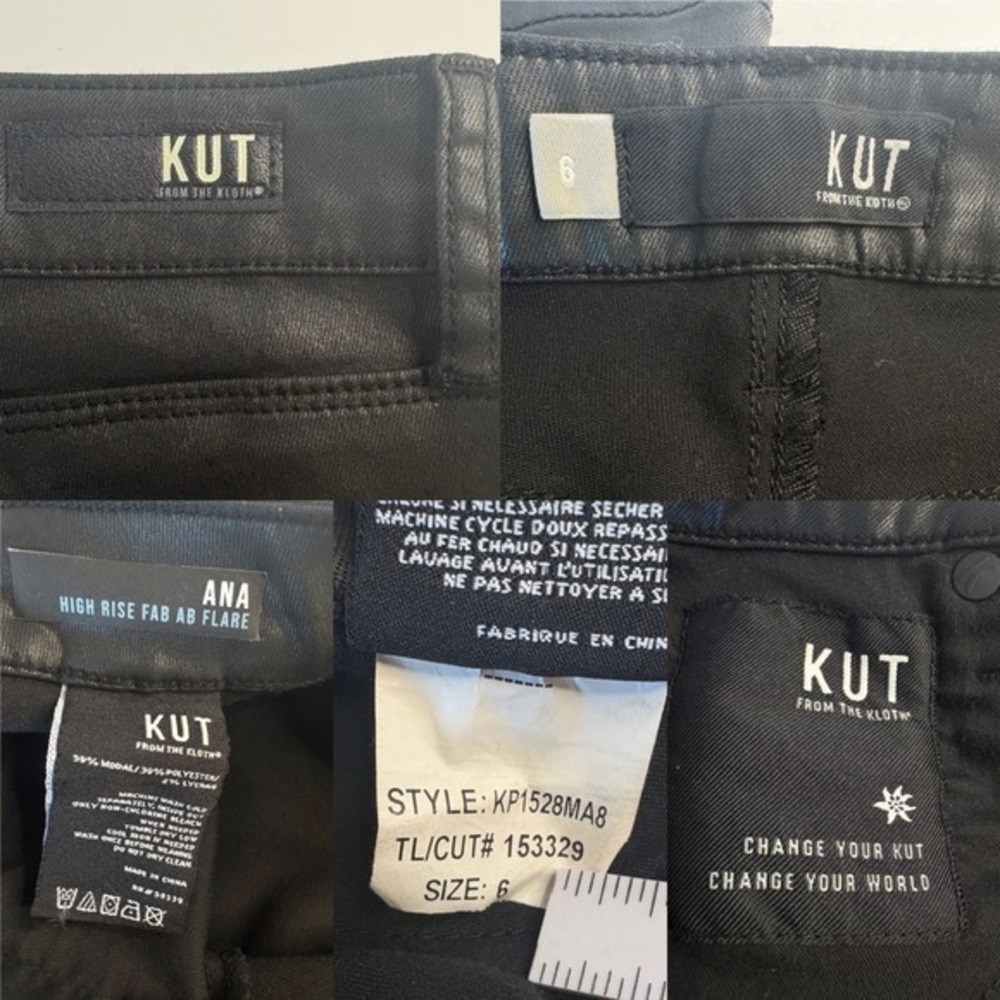 KUT from the Kloth Ana Fab Ab Black Coated High Rise Flare Jeans Size 6 - Picture 6 of 7